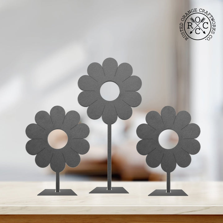 8" Metal Stand-Up Flowers (Set of 3) - Metal Artificial Flowers Image 1