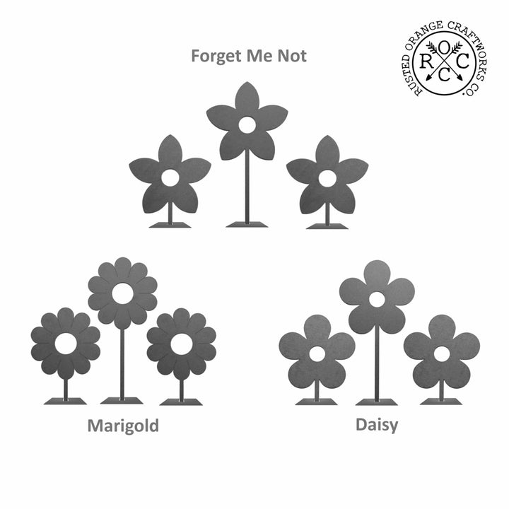 8" Metal Stand-Up Flowers (Set of 3) - Metal Artificial Flowers Image 3