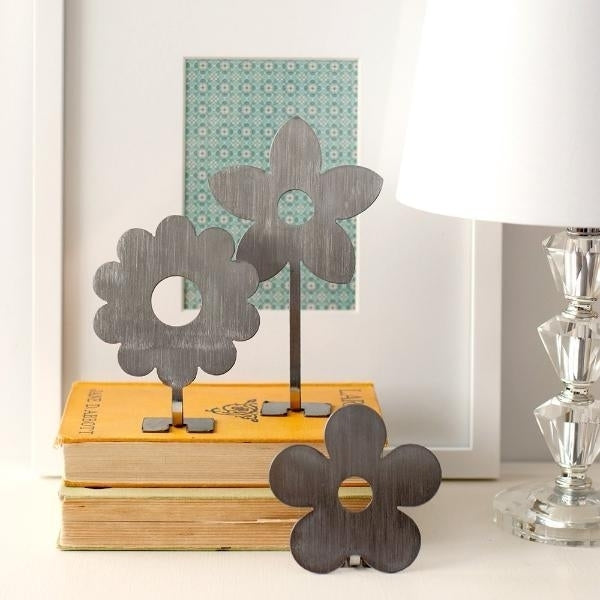 8" Metal Stand-Up Flowers (Set of 3) - Metal Artificial Flowers Image 5
