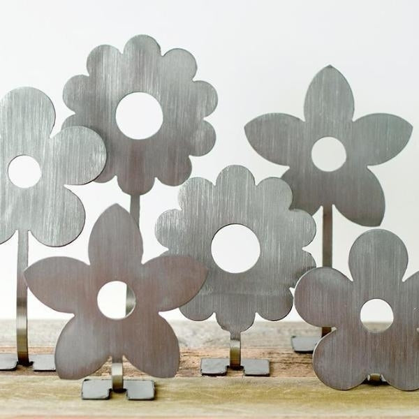 8" Metal Stand-Up Flowers (Set of 3) - Metal Artificial Flowers Image 6