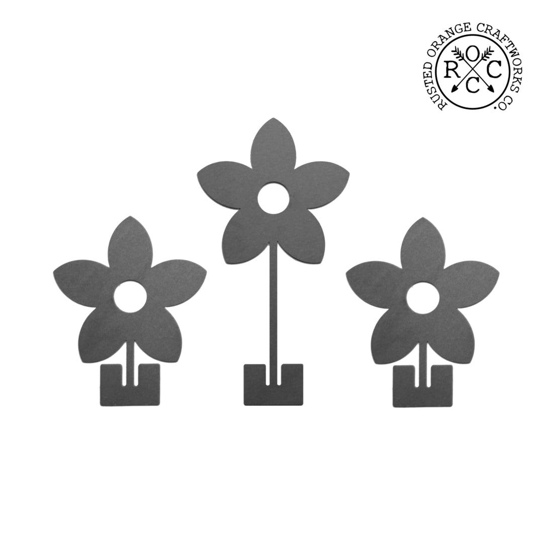 8" Metal Stand-Up Flowers (Set of 3) - Metal Artificial Flowers Image 9