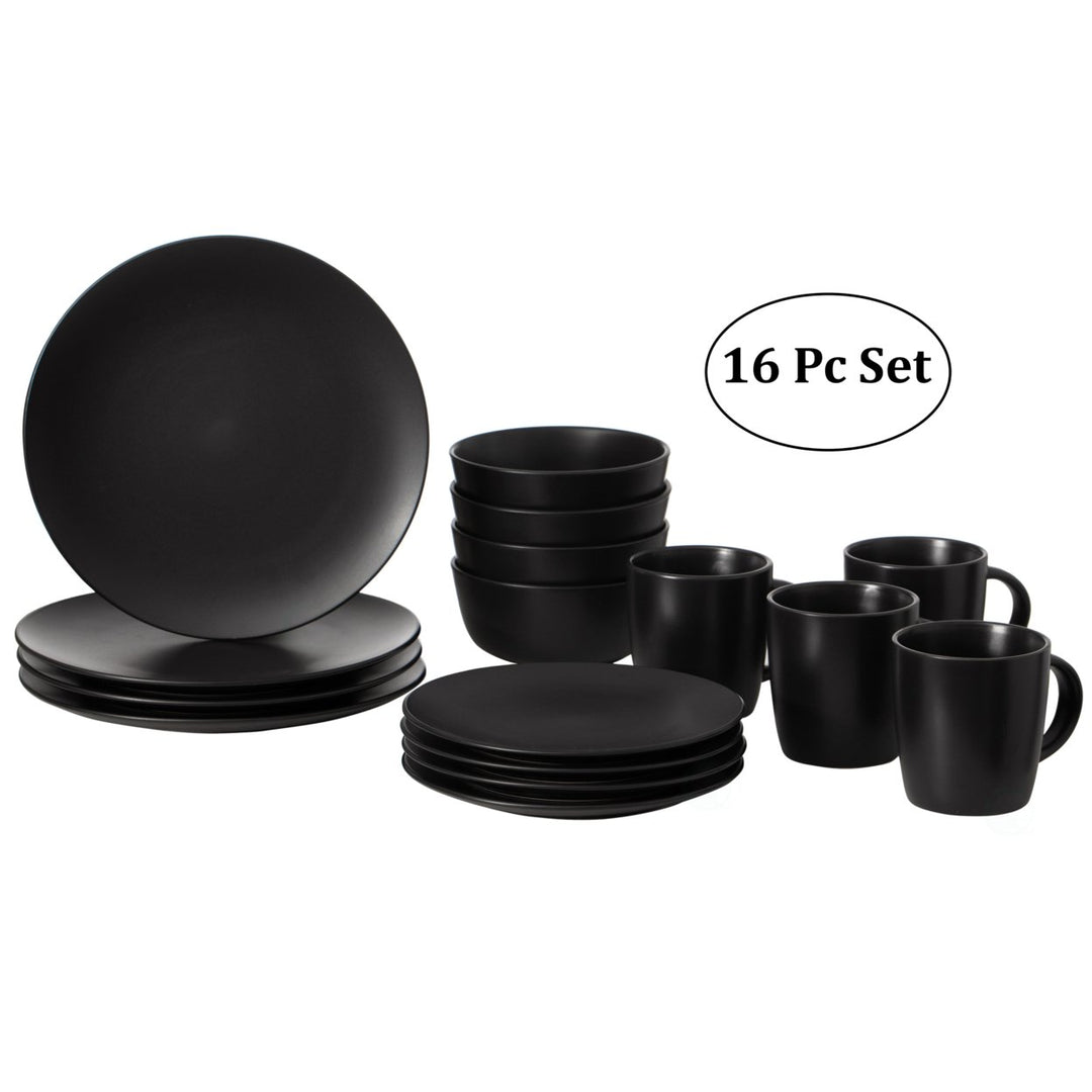 16 PC Spin Wash Dinnerware Dish Set for 4 Person Mugs, Salad and Dinner Plates and Bowls Sets, Dishwasher and Microwave Image 9