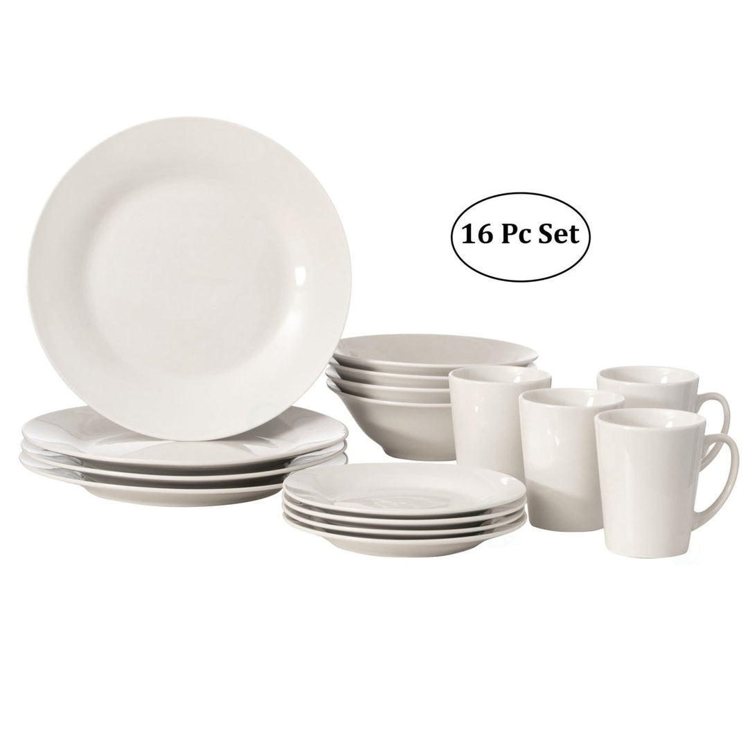 16 PC Spin Wash Dinnerware Dish Set for 4 Person Mugs, Salad and Dinner Plates and Bowls Sets, Dishwasher and Microwave Image 10