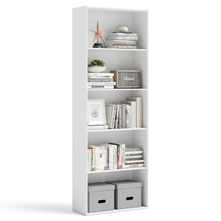 5-Shelf Storage Bookcase Modern Multi-Functional Display Cabinet Furniture White Image 1