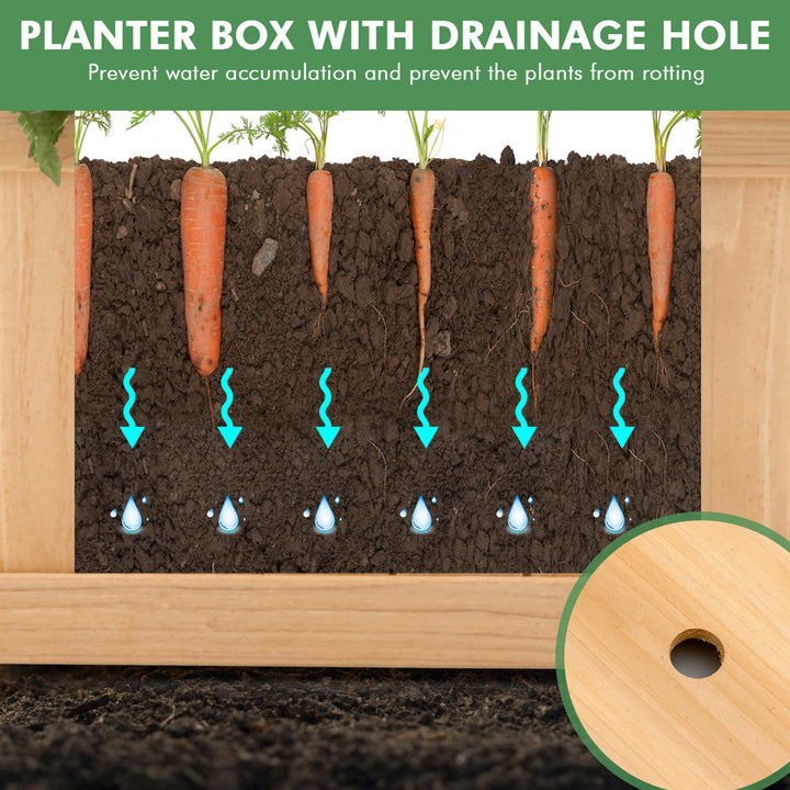 Outdoor Wooden Planter Box Folding Raised Garden Plant Container w/Drainage Hole Image 7