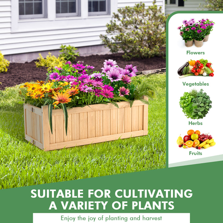 Outdoor Wooden Planter Box Folding Raised Garden Plant Container w/Drainage Hole Image 8