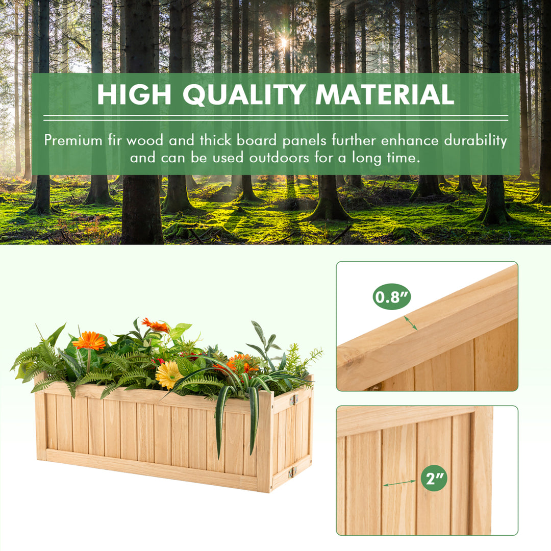 Outdoor Wooden Planter Box Folding Raised Garden Plant Container w/Drainage Hole Image 9