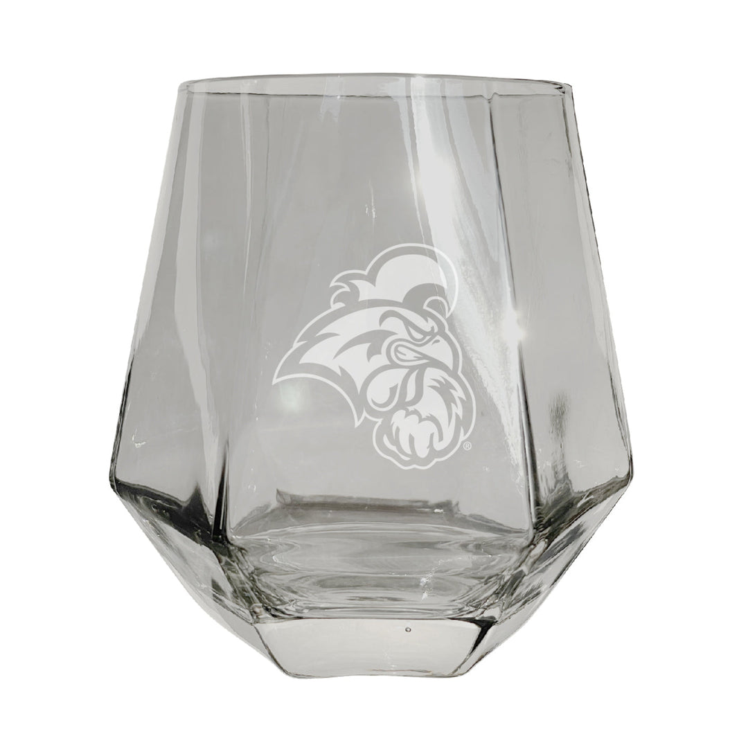 Coastal Carolina University Etched Diamond Cut Stemless 10 ounce Wine Glass Clear Image 1