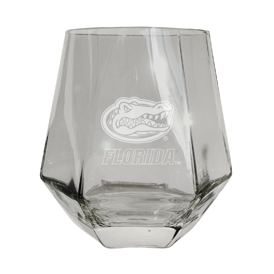 Florida Gators Tigers Etched Diamond Cut 10 oz Stemless Wine Glass - NCAA Licensed Image 1