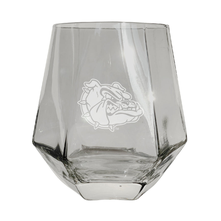 Gonzaga Bulldogs Etched Diamond Cut Stemless 10 ounce Wine Glass Clear Image 1