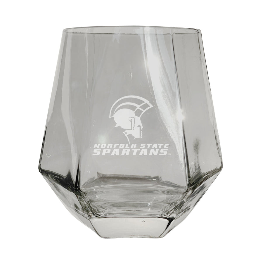 Norfolk State University Etched Diamond Cut Stemless 10 ounce Wine Glass Clear Image 1