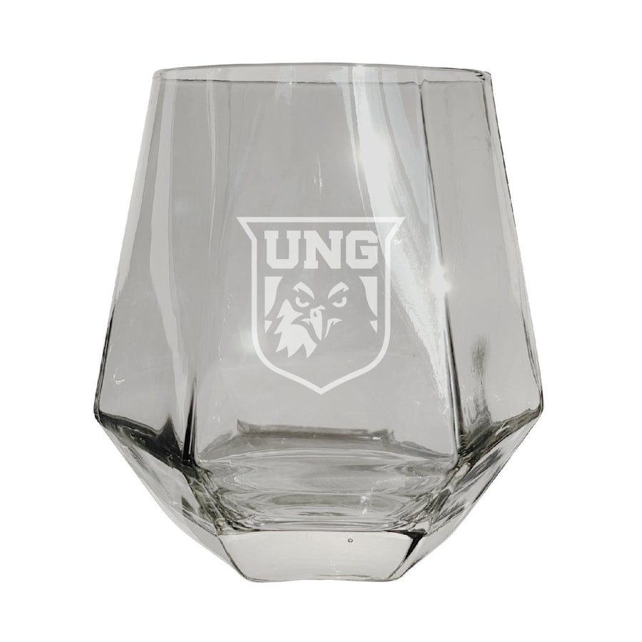 North Georgia Nighhawks Etched Diamond Cut Stemless 10 ounce Wine Glass Clear Image 1