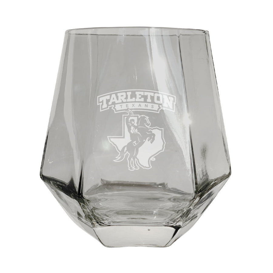 Tarleton State University Etched Diamond Cut Stemless 10 ounce Wine Glass Clear Image 1