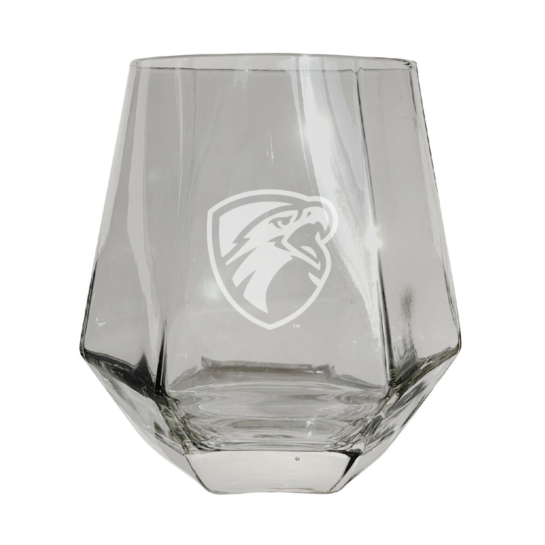 The University of Texas at Tyler Etched Diamond Cut Stemless 10 ounce Wine Glass Clear Image 1