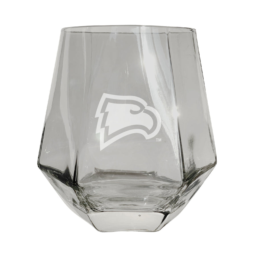 Winthrop University Tigers Etched Diamond Cut 10 oz Stemless Wine Glass - NCAA Licensed Image 1