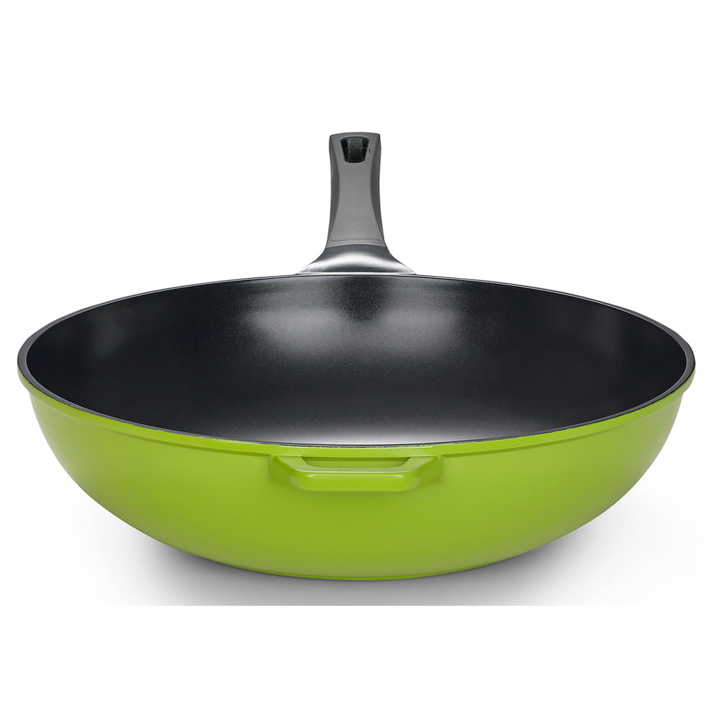 Ozeri Green Ceramic Non-Stick Wok 100% PTFE PFOA Free Scratch Resistant 11" Image 2