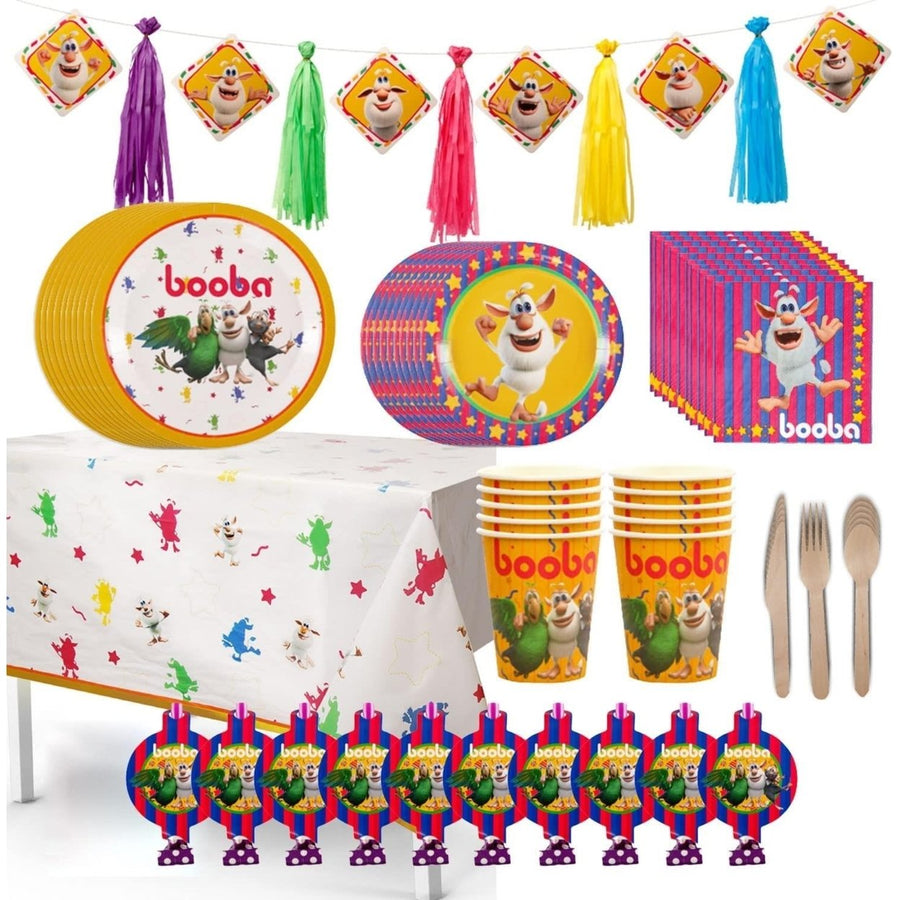 Mighty Mojo Booba Cartoon Birthday Party Set 82pc Decor Kit Napkins Cups Utensils Image 1