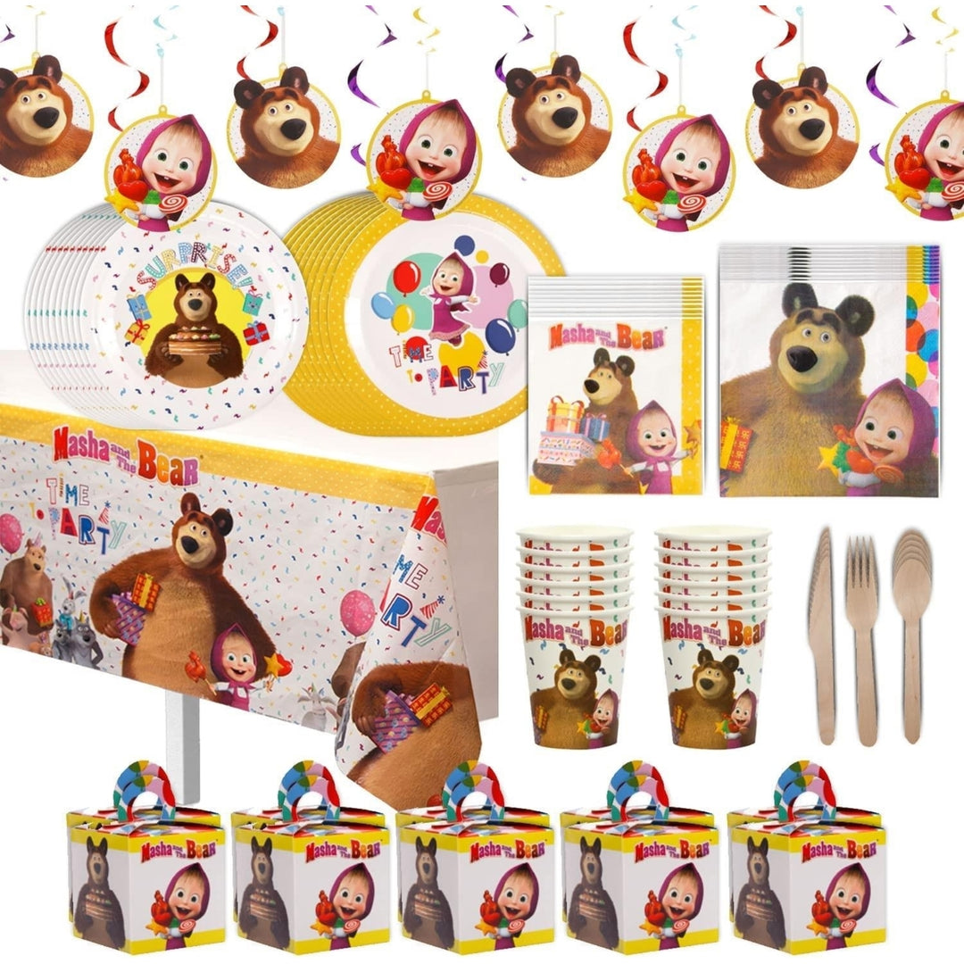 Masha and The Bear Party In A Box Cartoon Birthday Favor Boxes Decor Mighty Mojo Image 1