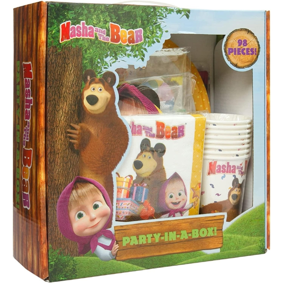 Masha and The Bear Party In A Box Cartoon Birthday Favor Boxes Decor Mighty Mojo Image 2