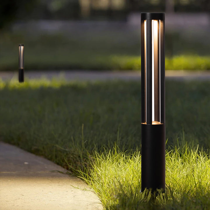 Round Black LED Garden Aluminum Light, Decorative Outdoor Bollard Light for Garden, Pathway, and Driveway Image 3