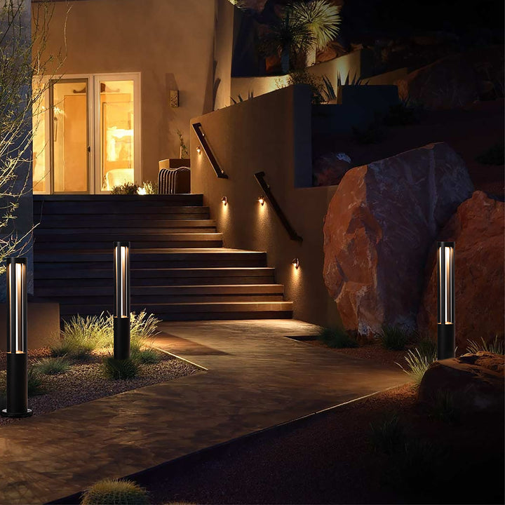 Round Black LED Garden Aluminum Light, Decorative Outdoor Bollard Light for Garden, Pathway, and Driveway Image 5