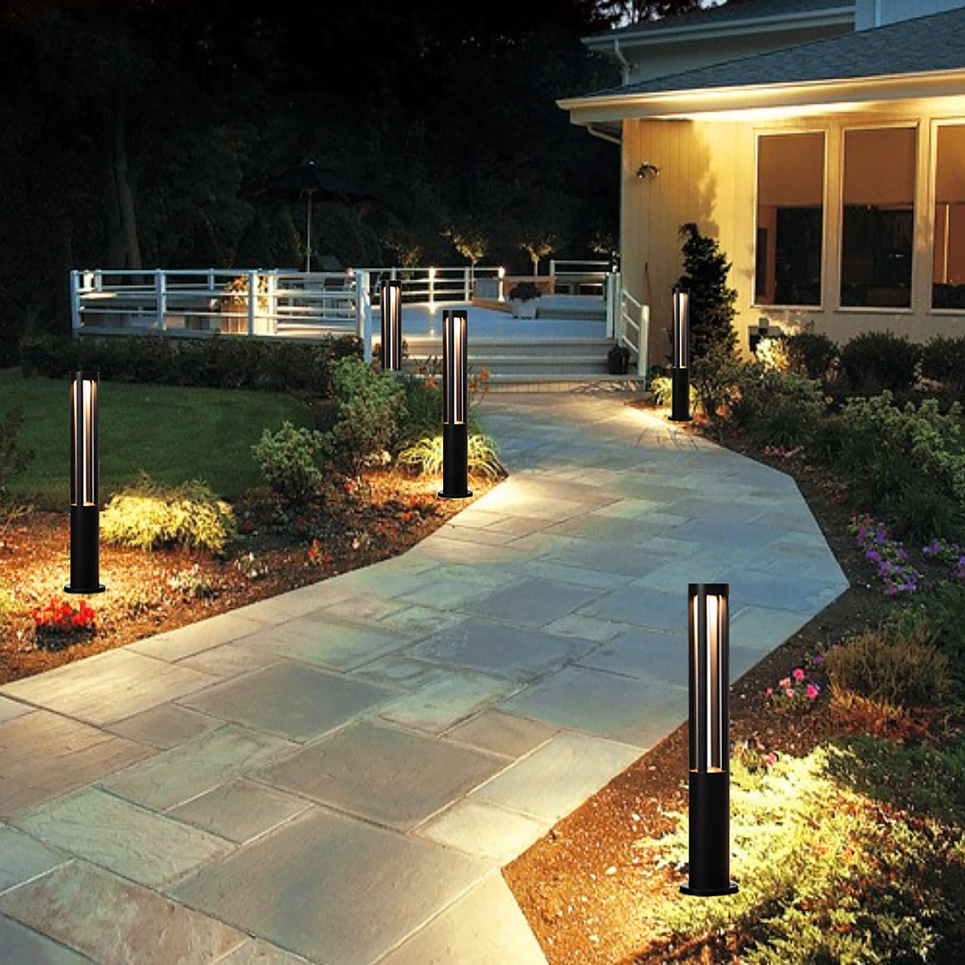 Round Black LED Garden Aluminum Light, Decorative Outdoor Bollard Light for Garden, Pathway, and Driveway Image 7