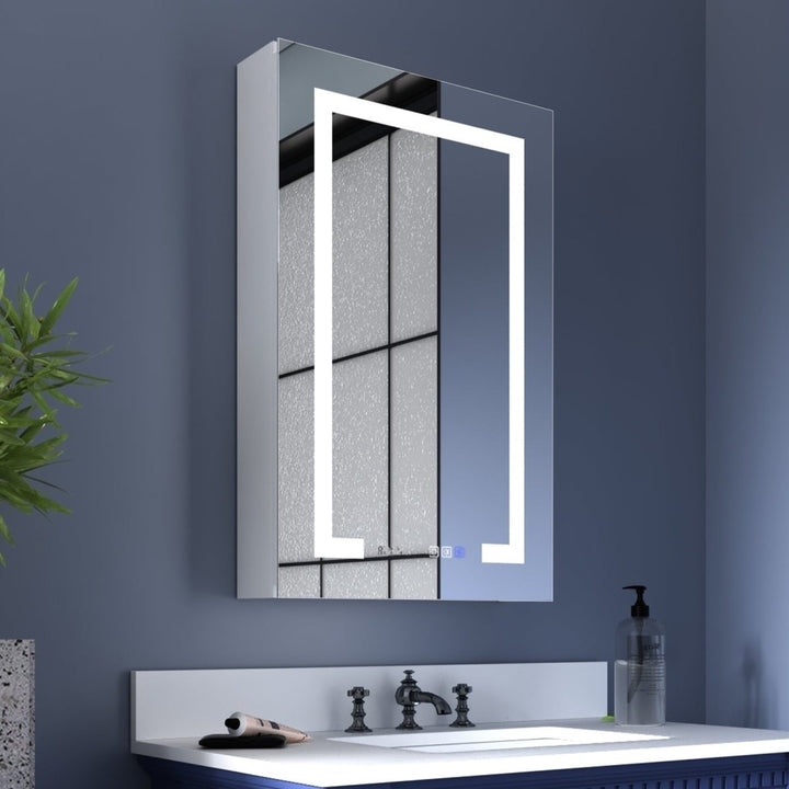 Boost-M2 20x32 Lighted Bathroom Medicine Cabinet Recessed LED Defogging Mirror Image 1