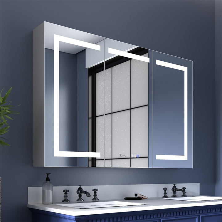 Boost-M2 48x32 LED Lighted Bathroom Medicine Cabinet Recessed Waterproof Mirror Image 1