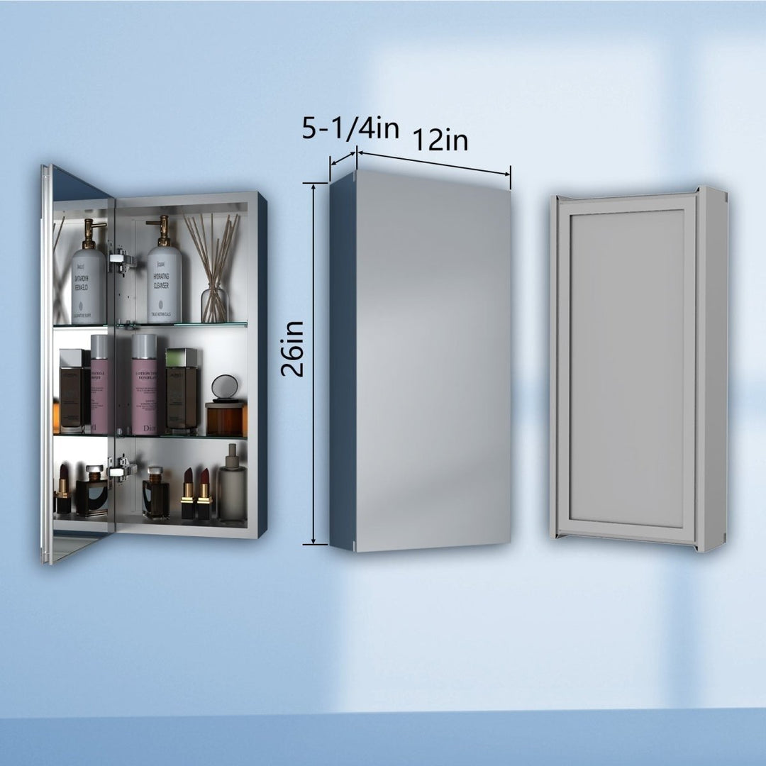 Boost-M1 12x26 Single Medicine Cabinet Aluminum Mirror Rust Resistant Without Light Image 2