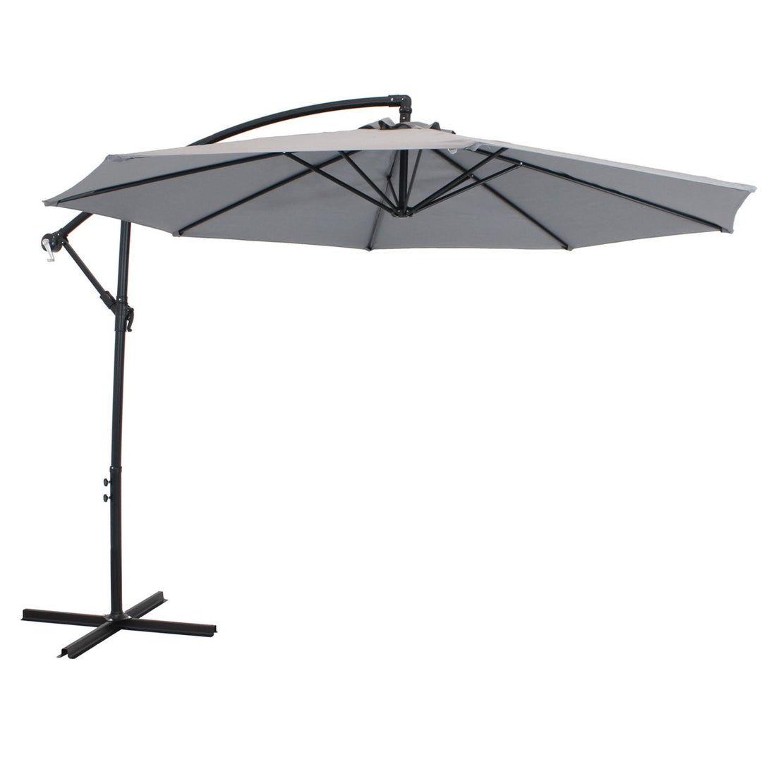 Sunnydaze 9.5 ft Cantilever Offset Patio Umbrella with Crank - Smoke Image 1