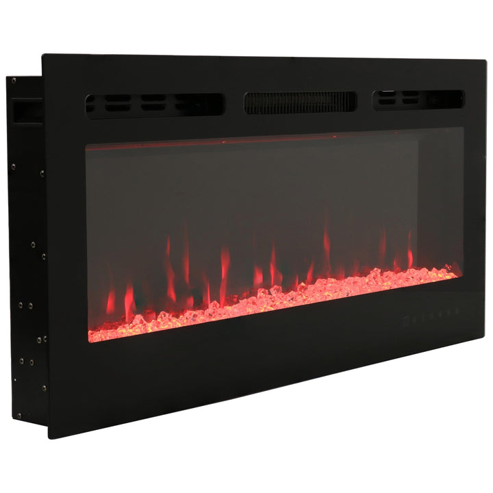 Sunnydaze 40 in Modern Flame Mounted Indoor Electric Fireplace - Black Image 8