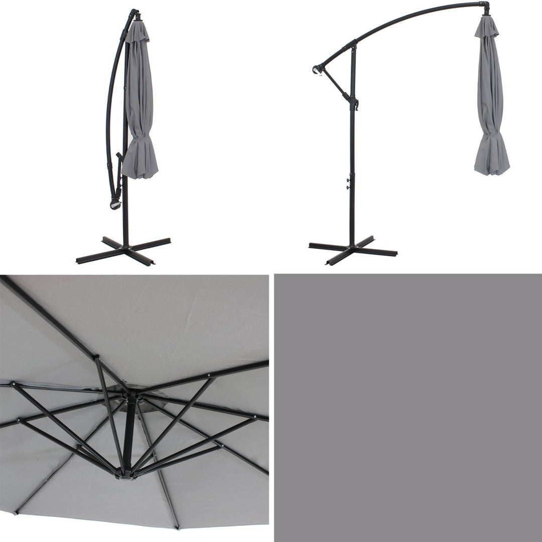 Sunnydaze 9.5 ft Cantilever Offset Patio Umbrella with Crank - Smoke Image 10