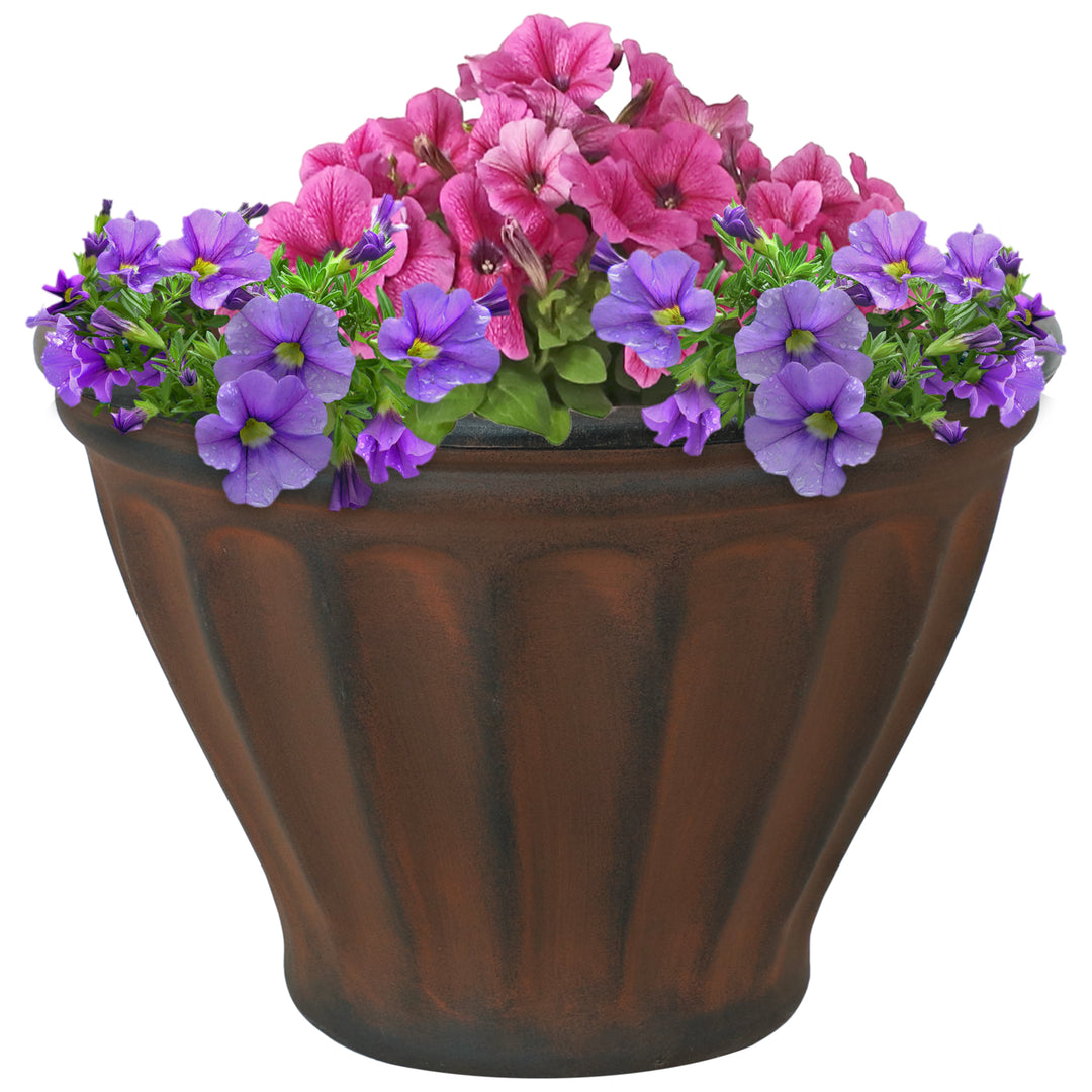 Sunnydaze 16 in Charlotte Polyresin Planter with UV-Resistant Finish - Rust Image 6