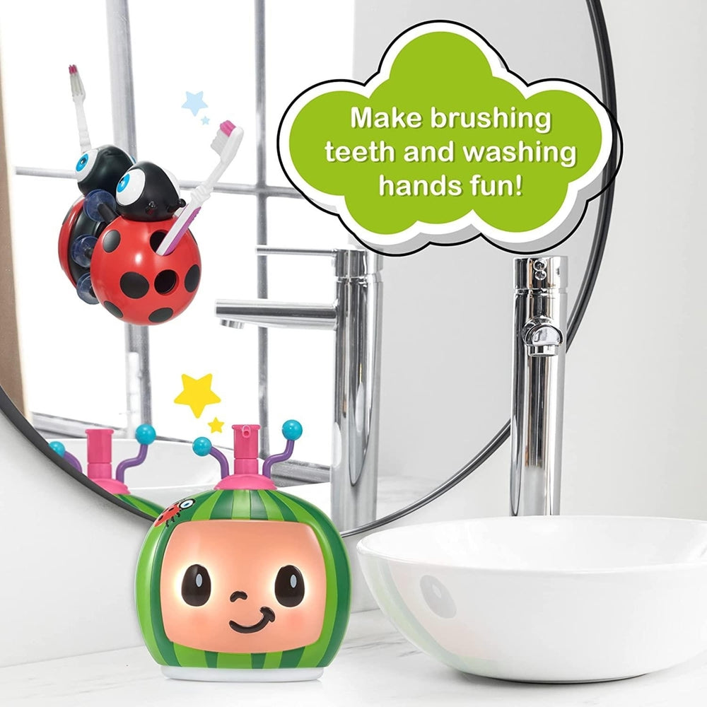 CoComelon Kids Soap Dispenser Toothbrush Holder Set Musical Bath Accessories Image 2