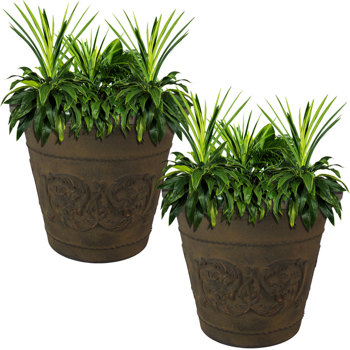 Sunnydaze 19.5 in Arabella Polyresin Outdoor Planter - Sable - Set of 2 Image 6