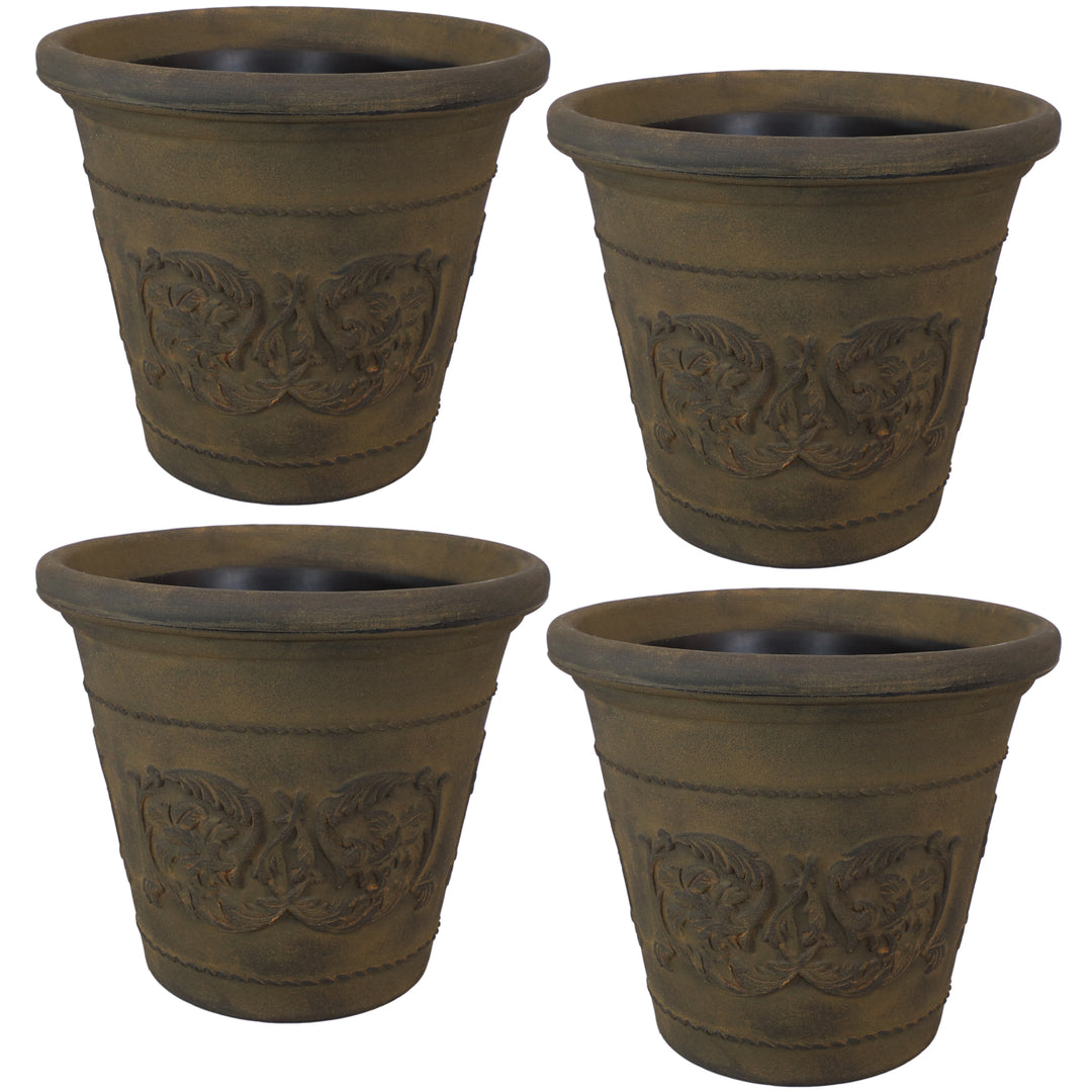 Sunnydaze 19.5 in Arabella Polyresin Outdoor Planter - Sable - Set of 4 Image 1