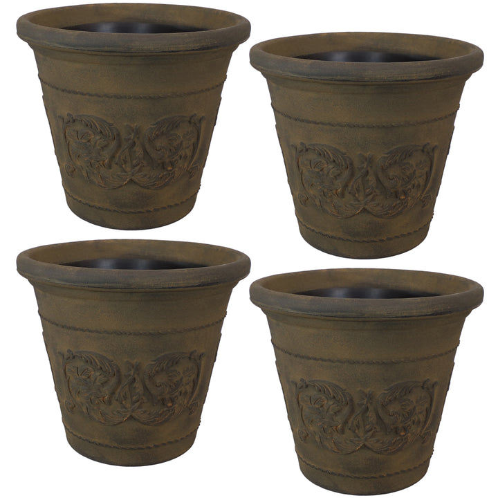 Sunnydaze 19.5 in Arabella Polyresin Outdoor Planter - Sable - Set of 4 Image 1