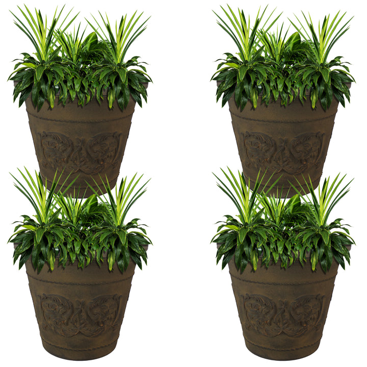 Sunnydaze 19.5 in Arabella Polyresin Outdoor Planter - Sable - Set of 4 Image 6