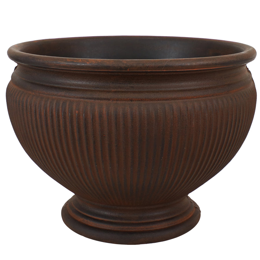 Sunnydaze 16 in Elizabeth Ribbed Urn Dual-Wall Polyresin Planter - Rust Image 1