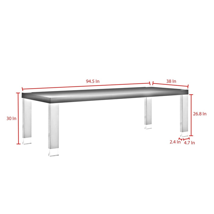 Kaniya Dining Table - Seats up to 8 People, Stainless Steel Legs, Acrylic Translucent Tips Image 9