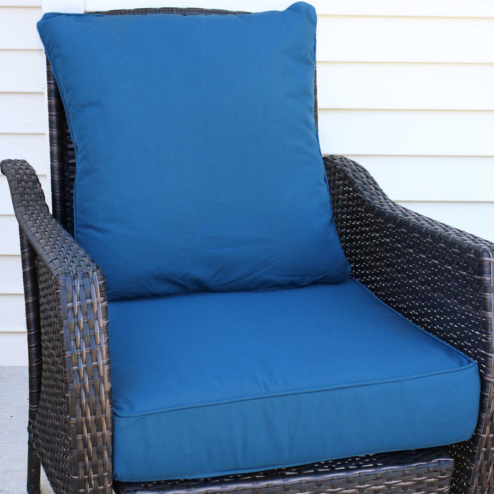 Sunnydaze Polyester Indoor and Outdoor Back and Seat Cushions - Blue Image 4