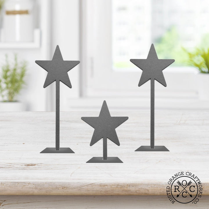 6" Stand Up Metal Stars (3 pk) - Decorative Metal Stars for Outside or Inside Image 4