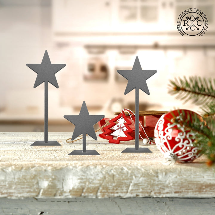 6" Stand Up Metal Stars (3 pk) - Decorative Metal Stars for Outside or Inside Image 5