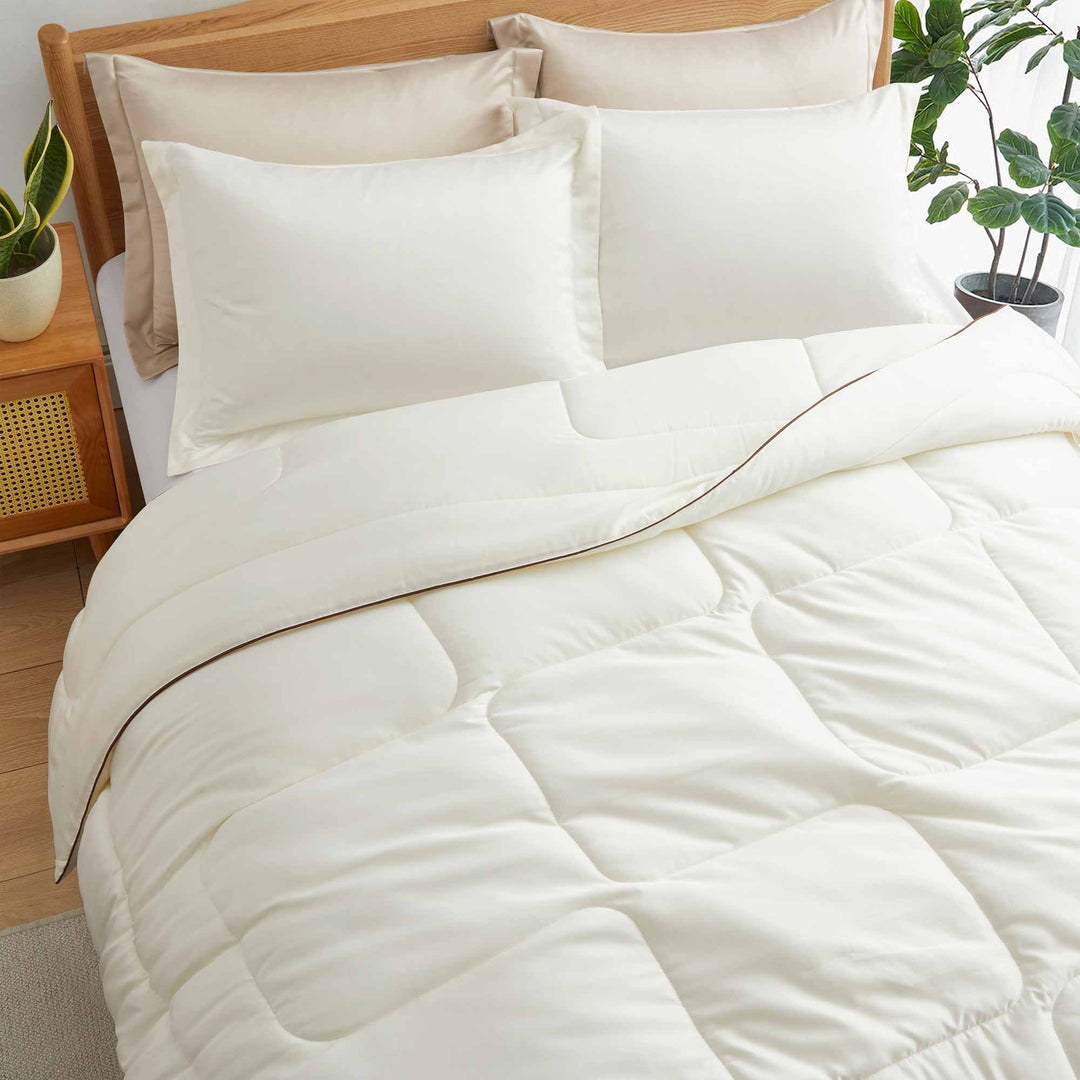 All Season Satin Down Alternative Comforter Set with Pillow Shams Image 4