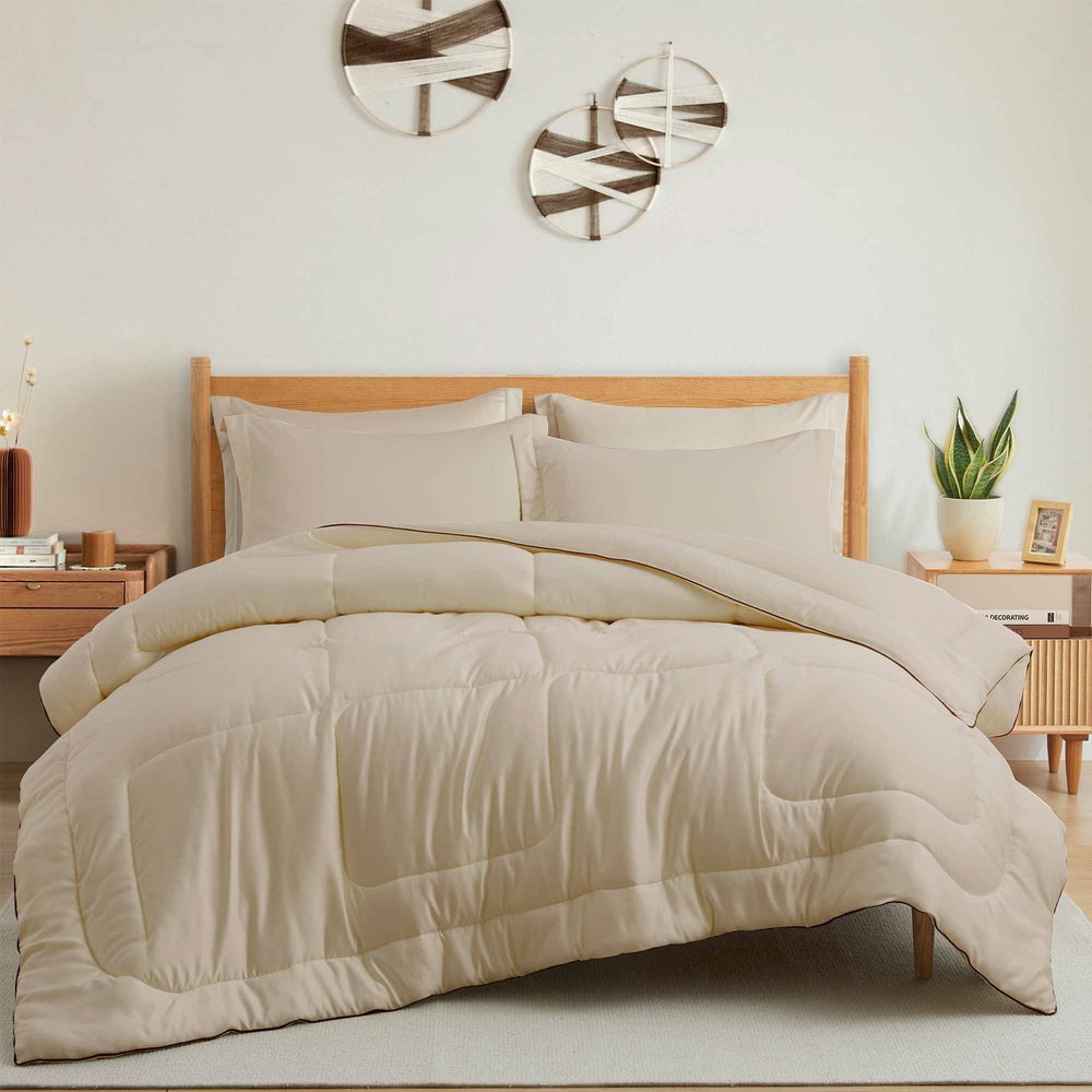 All Season Satin Down Alternative Comforter Set with Pillow Shams Image 2
