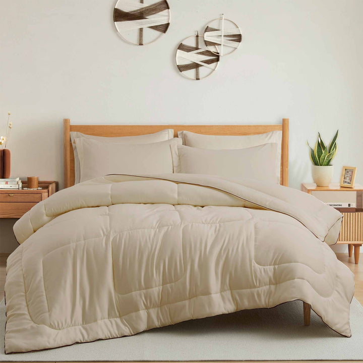 All Season Satin Down Alternative Comforter Set with Pillow Shams Image 1