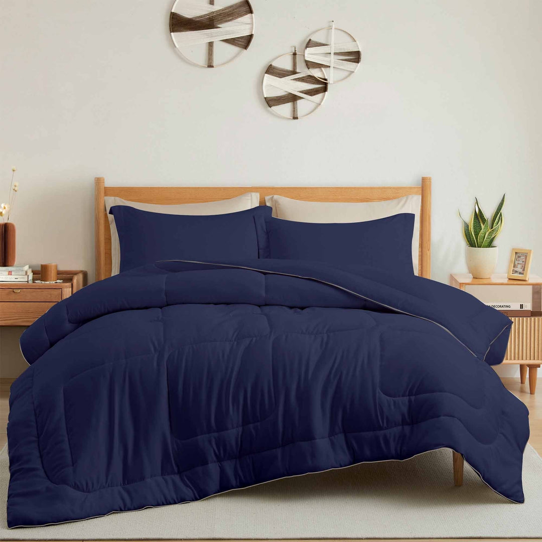 All Season Satin Down Alternative Comforter Set with Pillow Shams Image 7