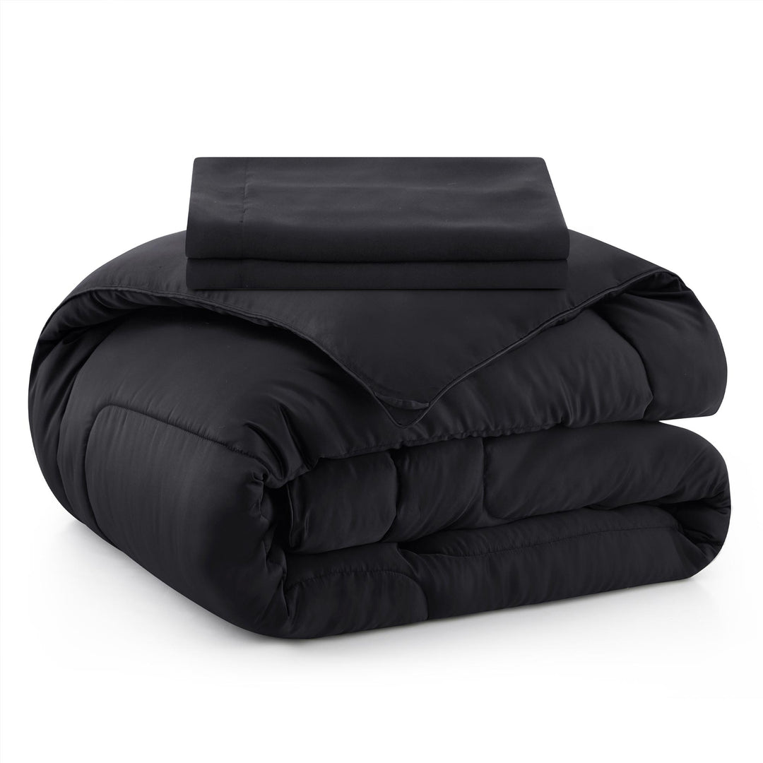 All Season Satin Down Alternative Comforter Set with Pillow Shams Image 12