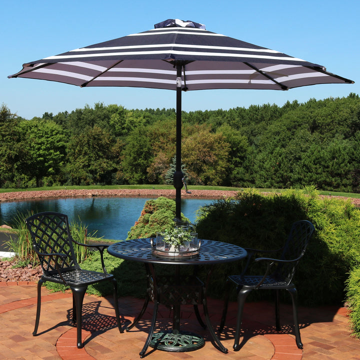 Sunnydaze 9 ft Aluminum Patio Umbrella with Tilt and Crank - Navy Stripe Image 6