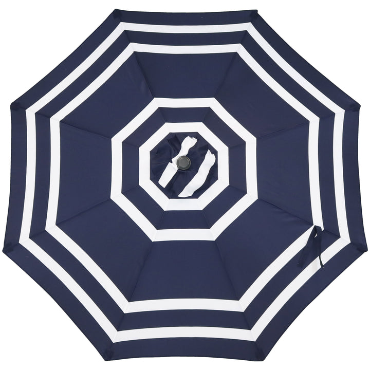 Sunnydaze 9 ft Aluminum Patio Umbrella with Tilt and Crank - Navy Stripe Image 9